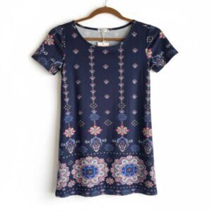 Sherosa Women's‎ Short Sleeve Boho Print Dress - Size S
